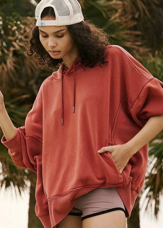Rust Dropped Shoulder Hoodie