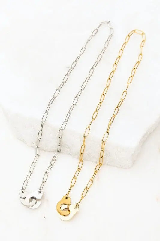 18K STAINLESS STEEL HANDCUFF NECKLACE Aili's Corner