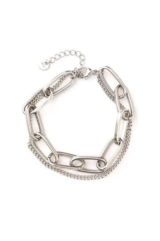 18K STAINLESS STEEL LAYERED PAPERCLIP BRACELET Aili's Corner