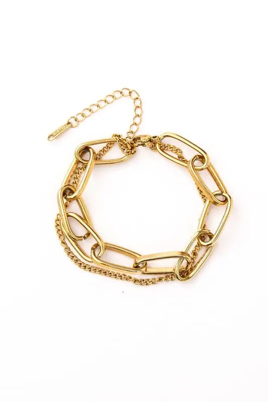 18K STAINLESS STEEL LAYERED PAPERCLIP BRACELET Aili's Corner