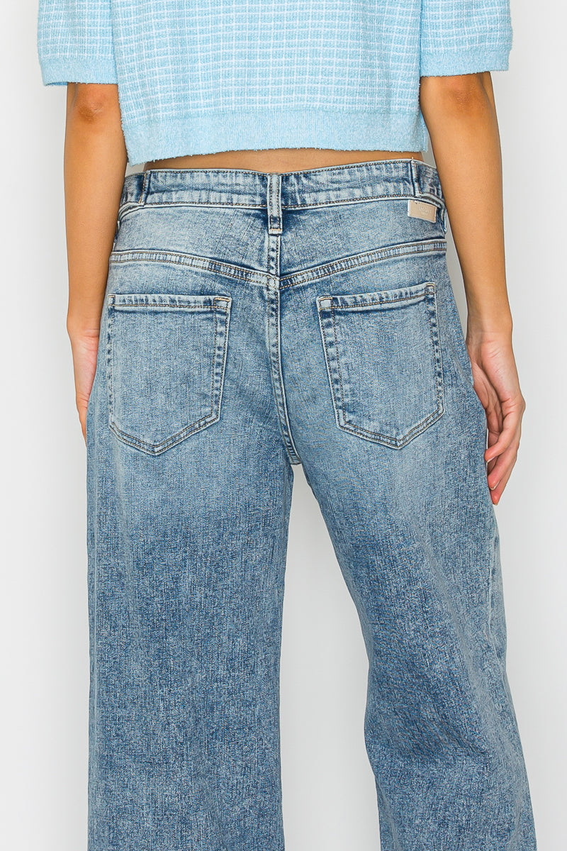 Artemis Vintage Adjustable Waistband High Rise Baggy Wide Jeans