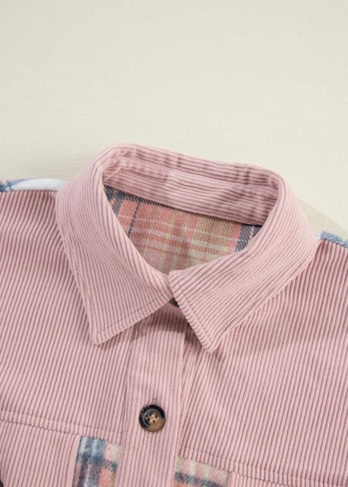 Plaid Corduroy Patch Pocket Loose Shacket Shirt EG fashion