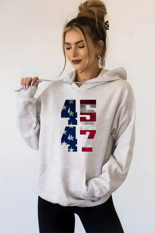 45 47 Trump America Graphic Hoodie Trump sweatshirt Poet Street Boutique Oatmeal Heather S