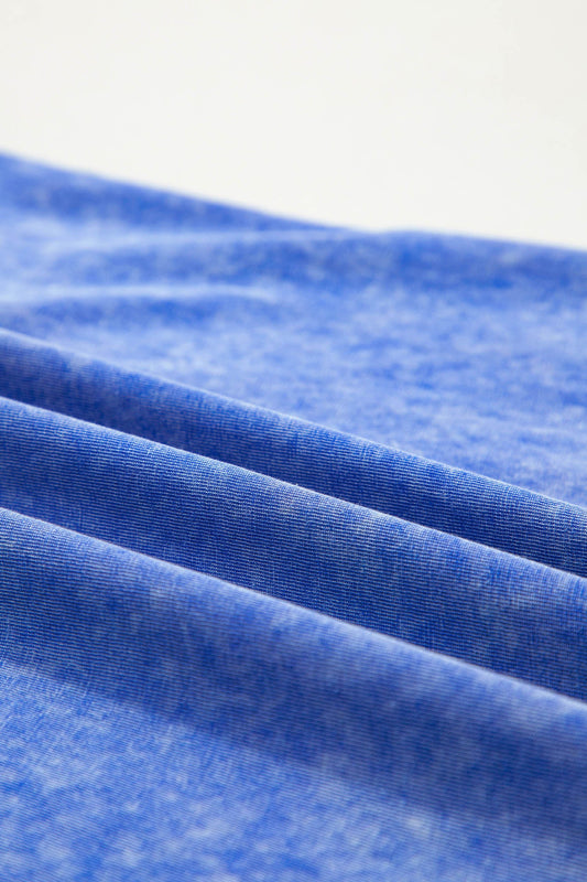 Solid Mineral Wash Raw Seam Lace Sleeve Tee