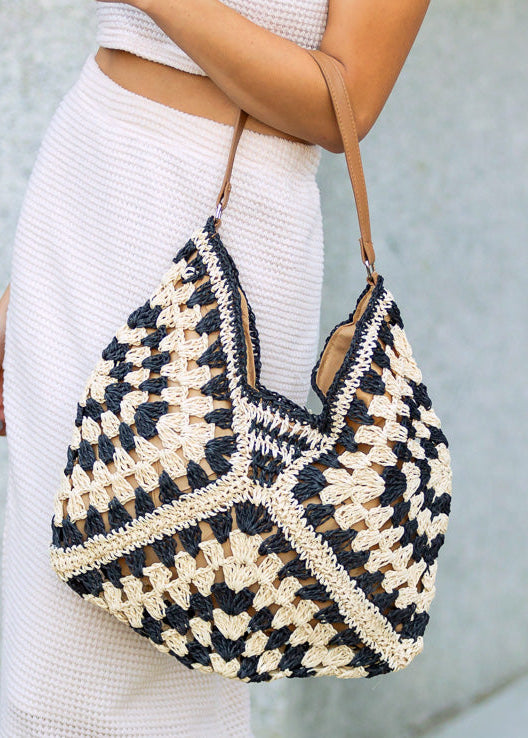 Dahlia Woven Straw Shoulder Bag