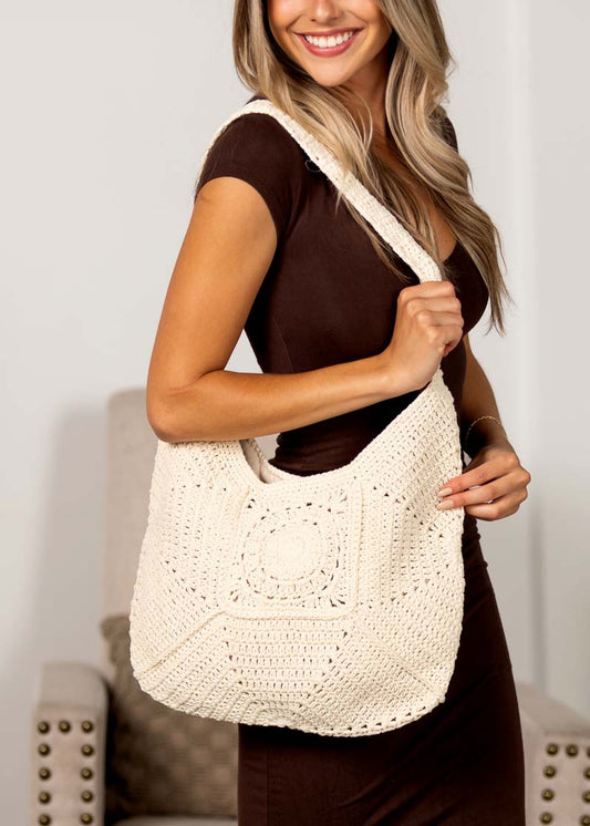 Raquel Crochet Hobo Shoulder Bag