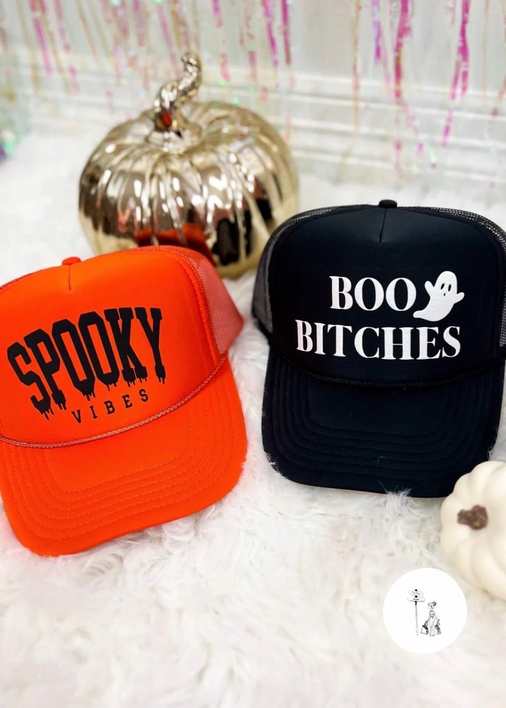 Boo Bitches or Spooky Trucker Hat Poet Street Boutique