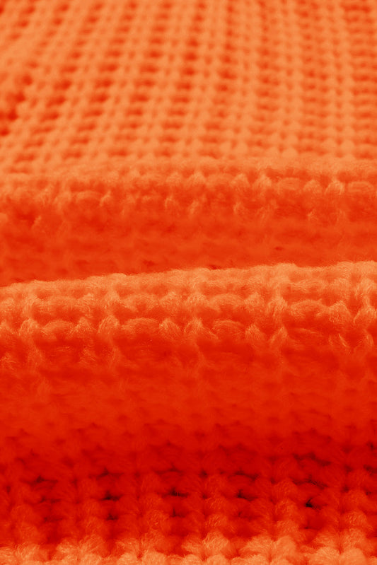 Orange Chunky Knit Ribbed Knit Sweater