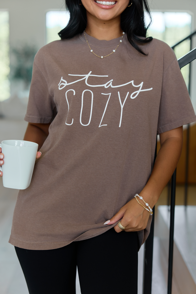 Stay Cozy Brown Graphic Tee