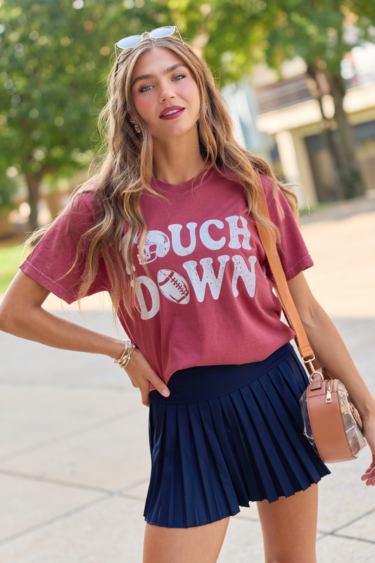 Cotton Touchdown Printed Crimson Graphic Tee