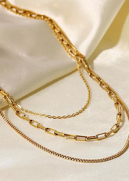 18K Gold-Plated Three Layered Necklace