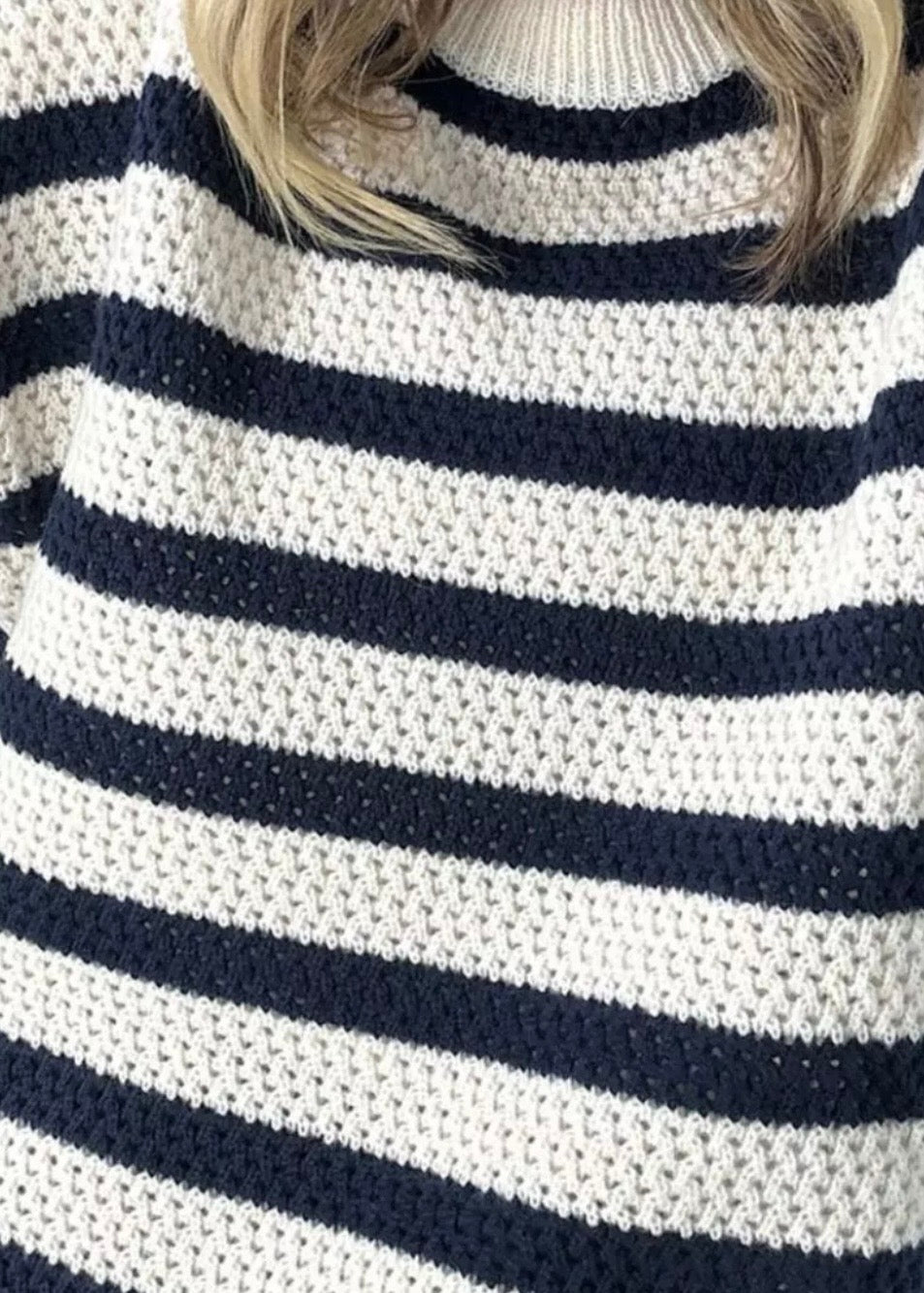 Striped Knit Dropped Shoulder Sweater