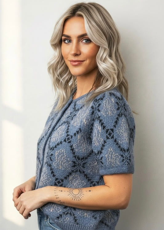 Boho Knit Short Sleeve Button Front Cardigan