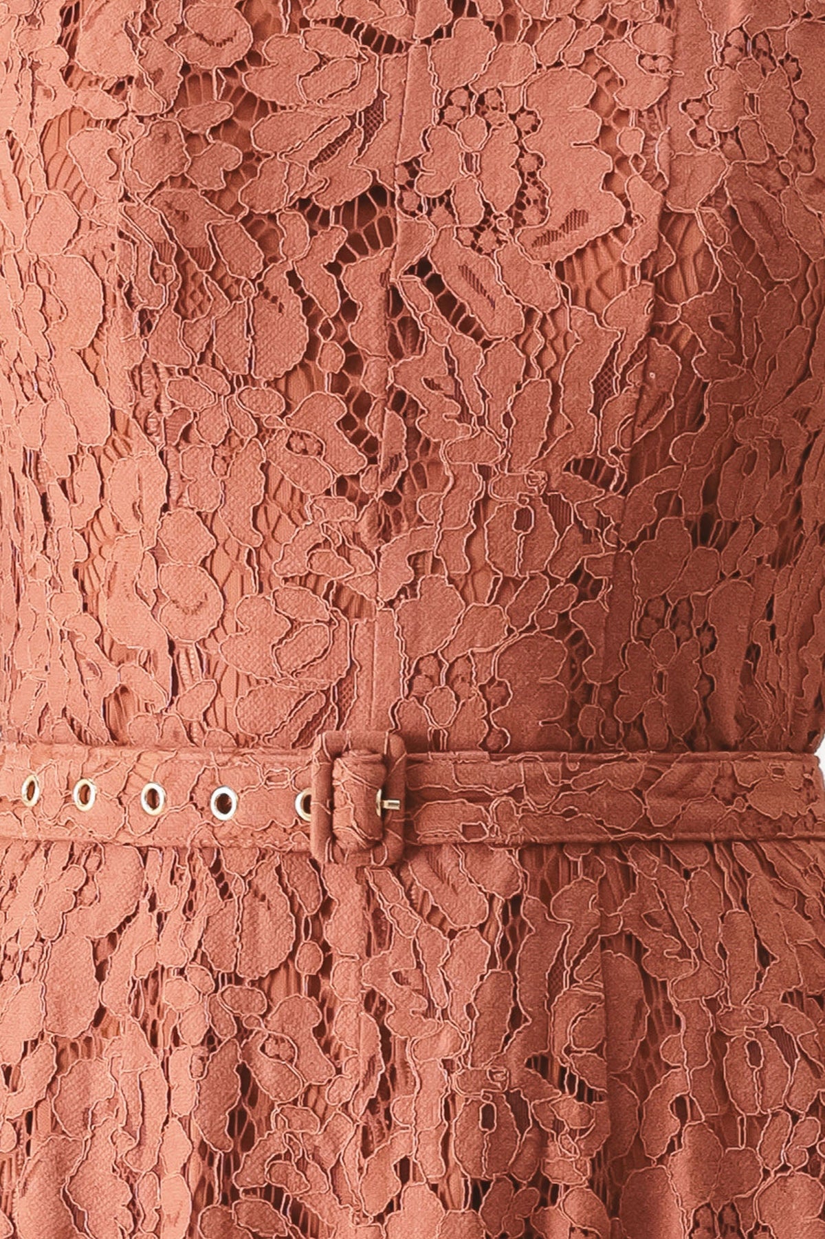 Rust True Romance Woven Lace Midi Dress