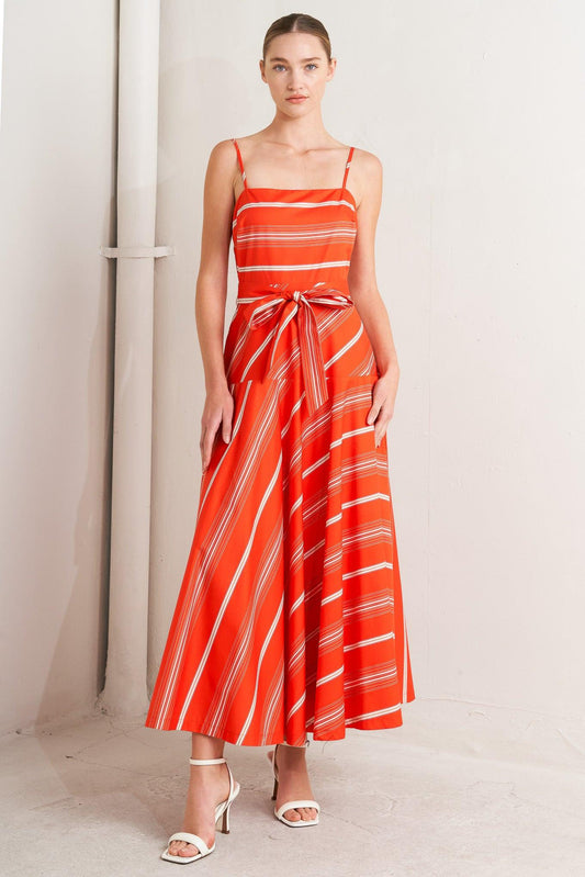Cotton Sweet Escape Stripe Woven Midi Dress