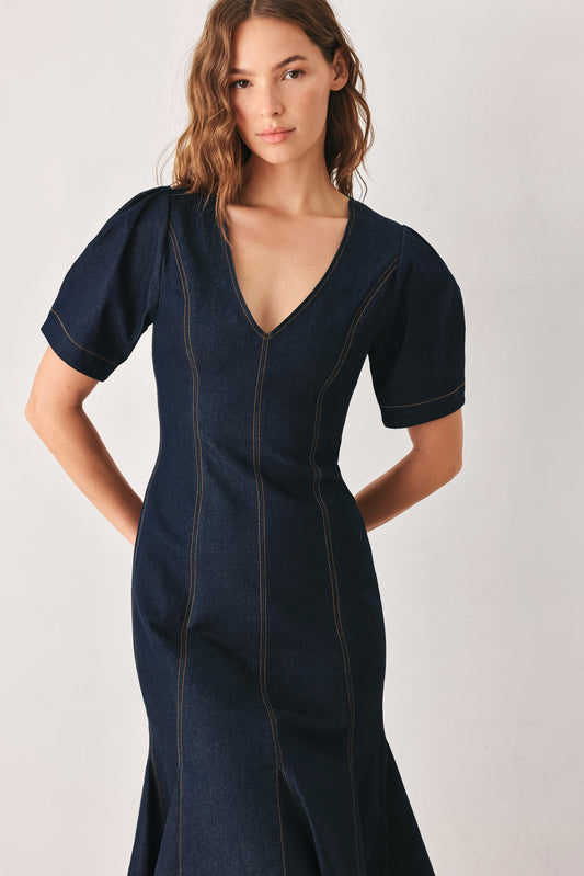 Flying Tomato After Dark Denim Midi Dress
