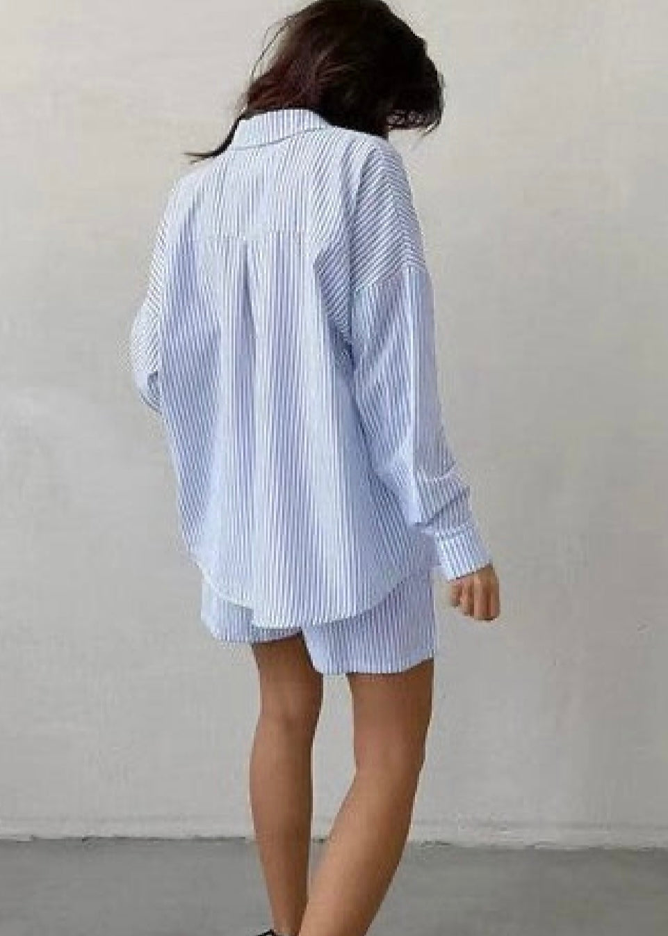 Blue and White Striped Two Piece Shorts Set Miss Sparkling