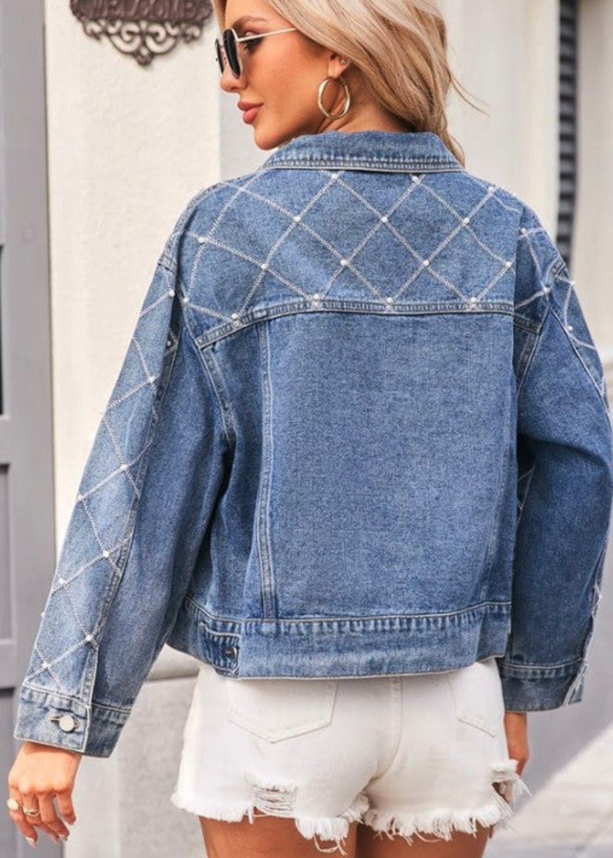 Miss Sparkling Pearl Accent Denim jacket Miss Sparkling