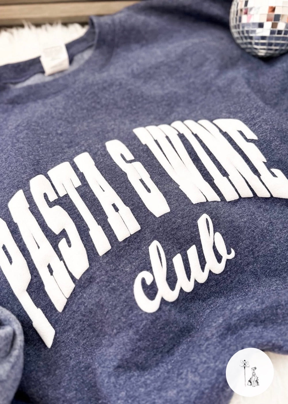 Pasta & Wine Club Puff Print Sweatshirt Poet Street Boutique
