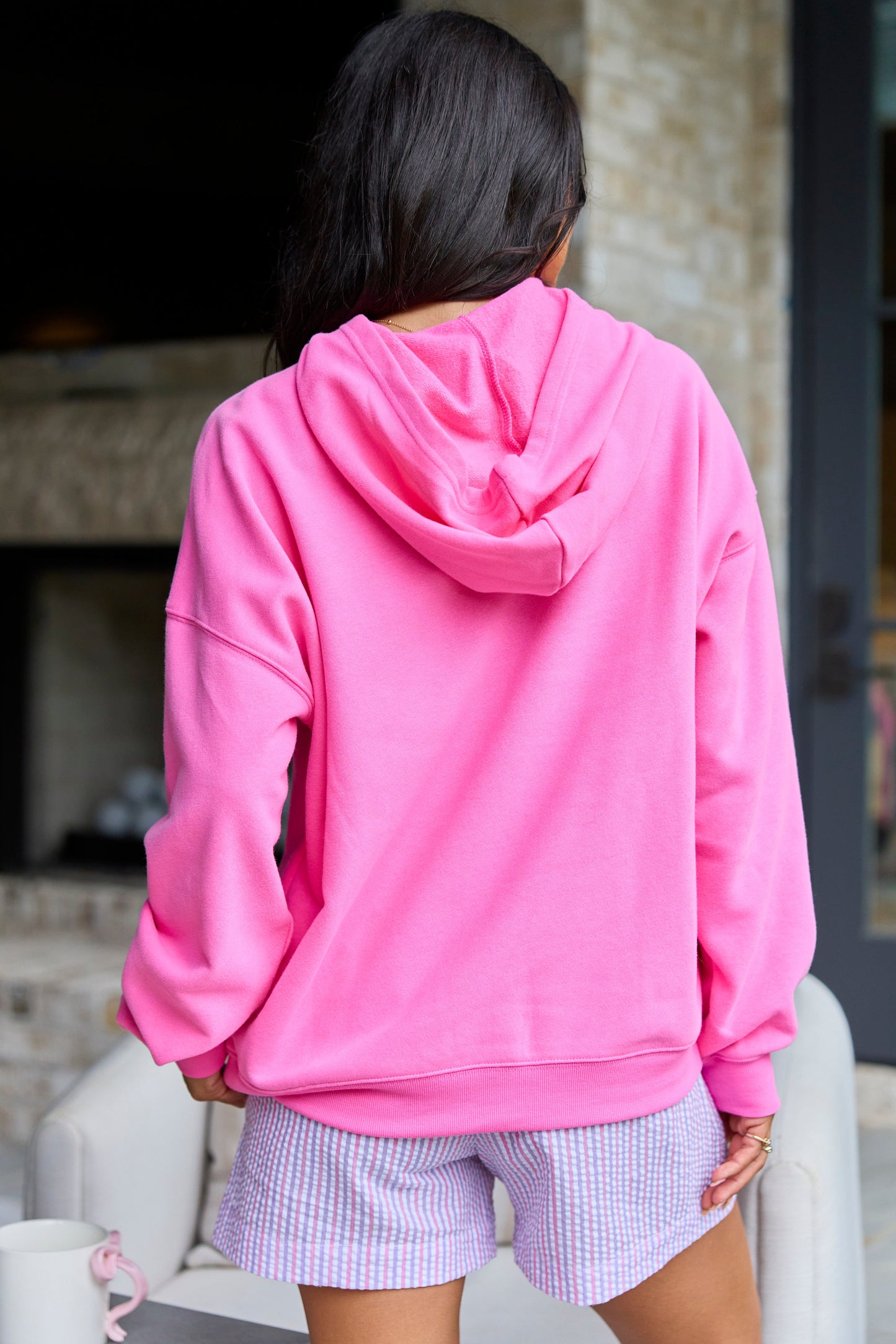 Sunshine And Coffee Pink Graphic Hoodie