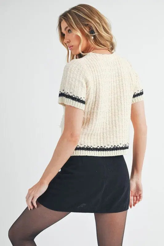 Aemi + Co Harmony Sweater Short sleeve pocket detail sweater Aemi + Co