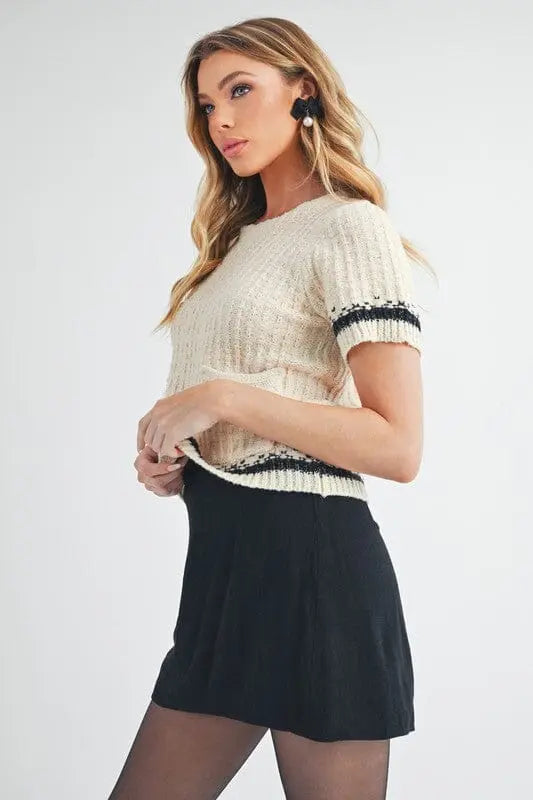 Aemi + Co Harmony Sweater Short sleeve pocket detail sweater Aemi + Co