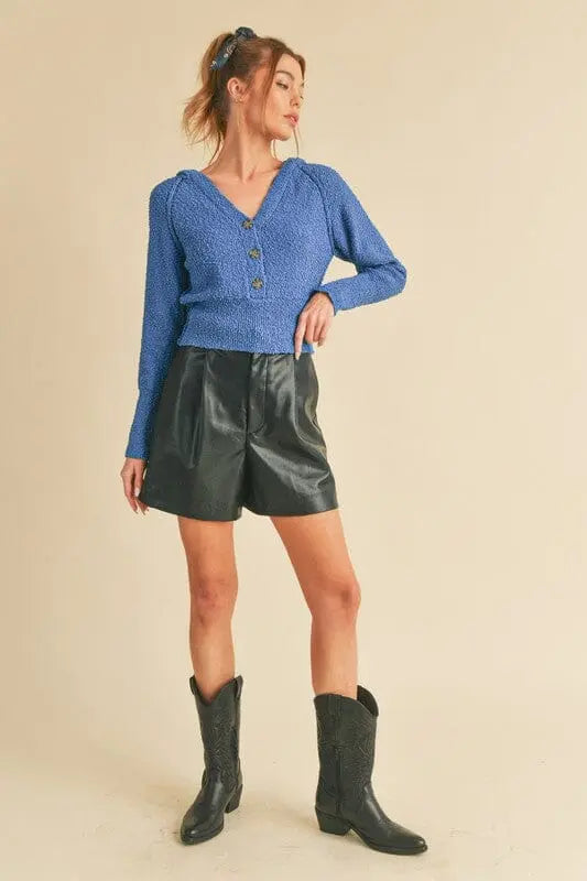 Aemi + Co Sona Knit Pullover Hoodie sweater hoodie Aemi + Co BLUE S