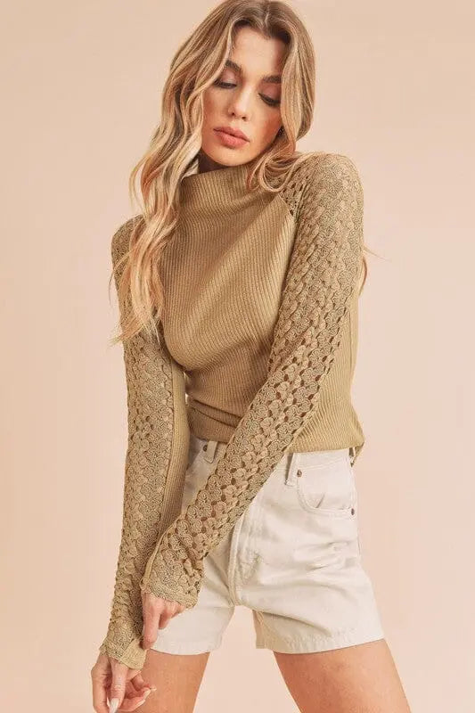 Aemi + Co Suri Top fitted knit shirt Aemi + Co