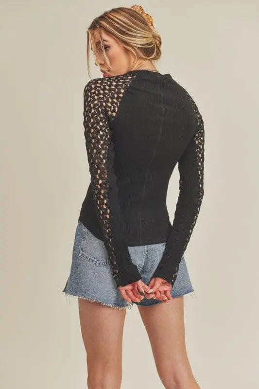 Aemi + Co Suri Top fitted knit shirt Aemi + Co