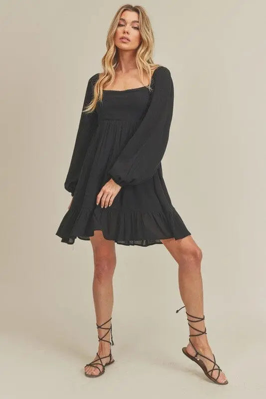 Aemi + Co Taya Dress rayon dress Aemi + Co BLACK S