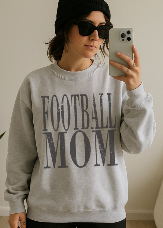 Distressed Football Mom Crewneck Sweatshirt