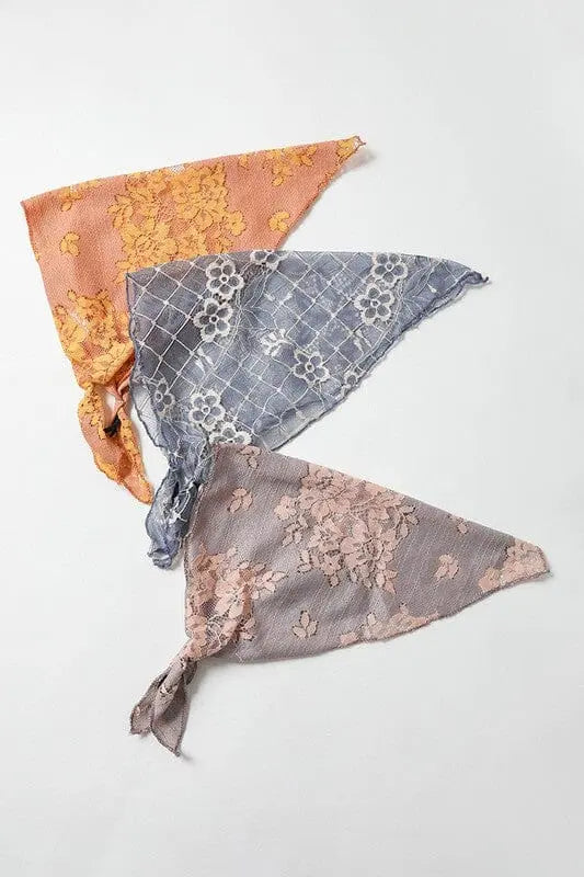 Bohemian Floral Lace Headscarf boho headscarf Poet Street Boutique