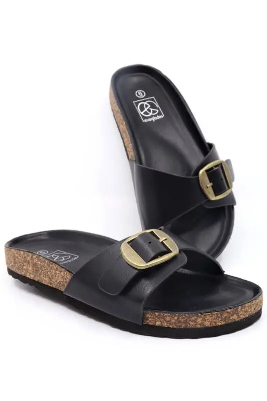 Boho Cork Bed Slip-ons cork slide sandals Poet Street Boutique Black 6