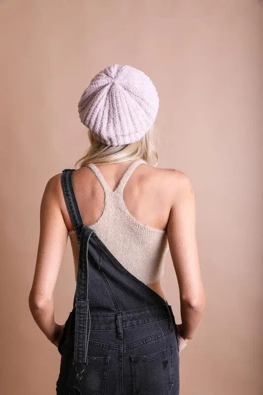 Boucle Rib Knit Beret Boucle beret hat Poet Street Boutique