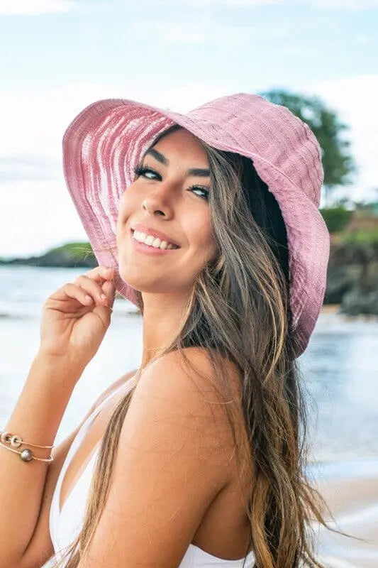Bow Accent Bucket Sunhat bucket sun hat Poet Street Boutique Pink OneSize
