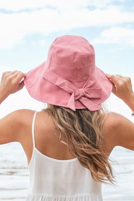 Bow Accent Cargo Hats Aili's Corner Blush OneSize
