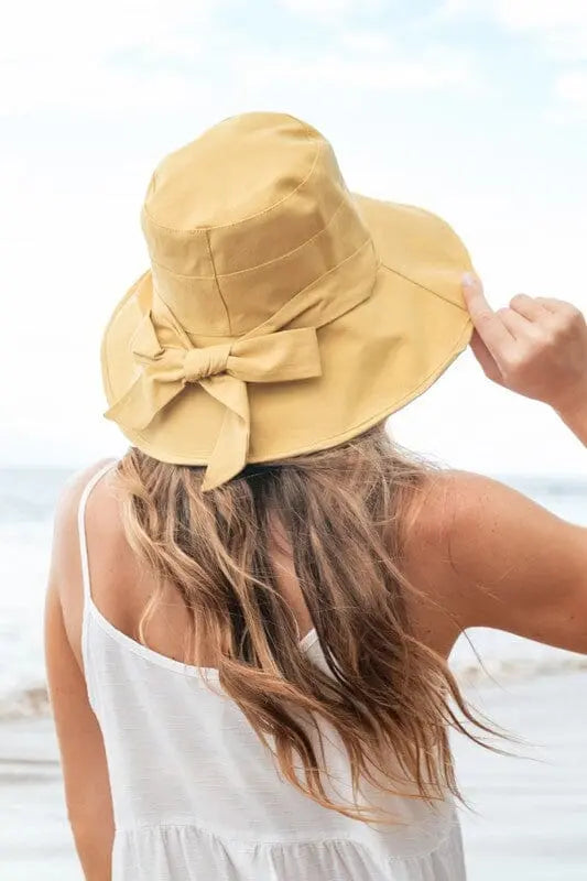 Bow Accent Cargo Hats Aili's Corner Mustard OneSize