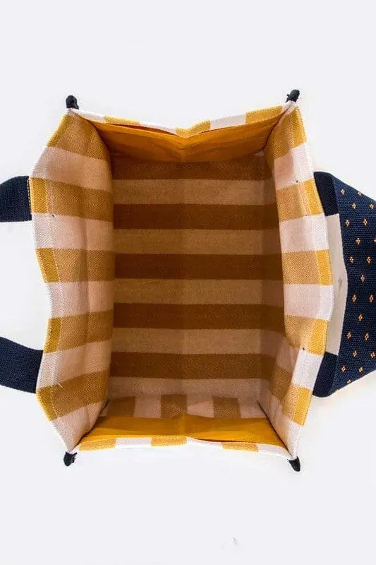 Boxy Striped Heavy Duty Canvas Shopping Tote LA Jewelry Plaza