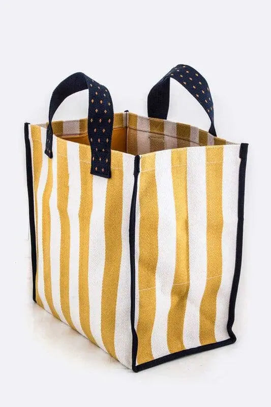 Boxy Striped Heavy Duty Canvas Shopping Tote LA Jewelry Plaza