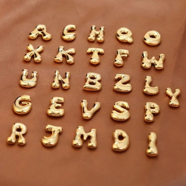 Bubbly Gold Letter Initial Alphabet Necklace Dani & Em