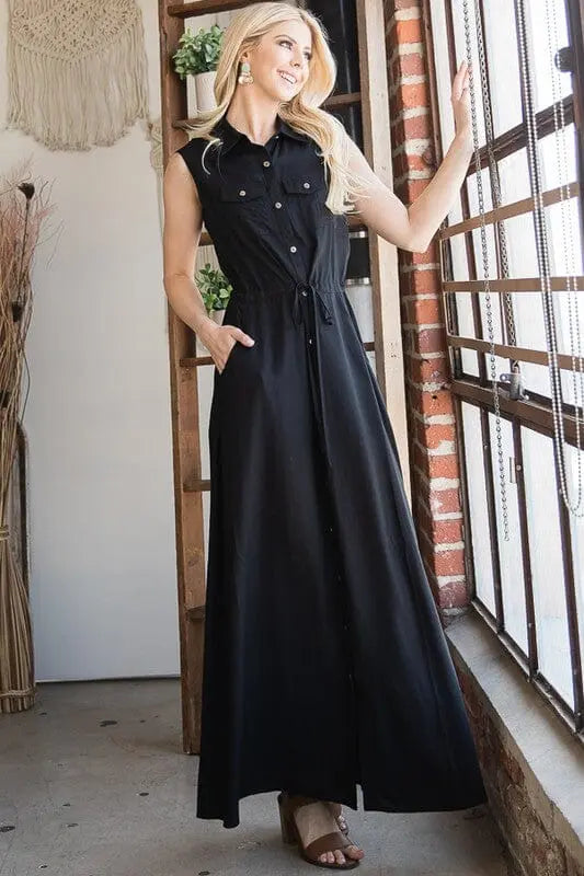 BUTTON DOWN MAXI DRESS Jade By Jane
