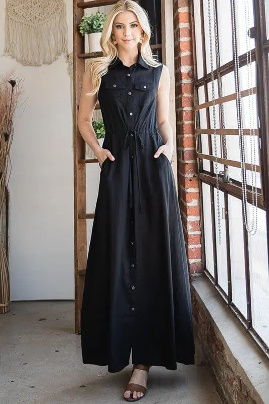BUTTON DOWN MAXI DRESS Jade By Jane