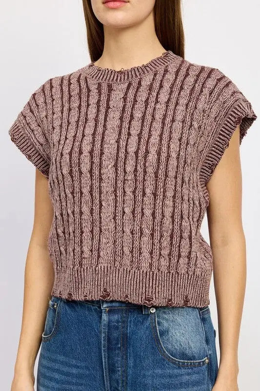 CABLE KNIT SHORT SLEEVE TOP Emory Park