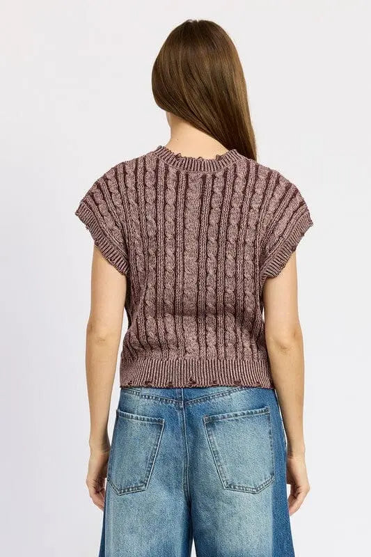 CABLE KNIT SHORT SLEEVE TOP Emory Park