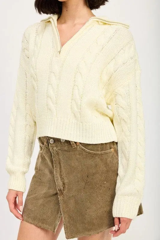 CABLE KNIT SWEATER WITH HALF ZIP Emory Park
