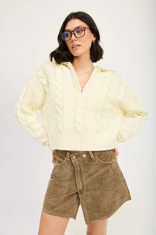 CABLE KNIT SWEATER WITH HALF ZIP Emory Park