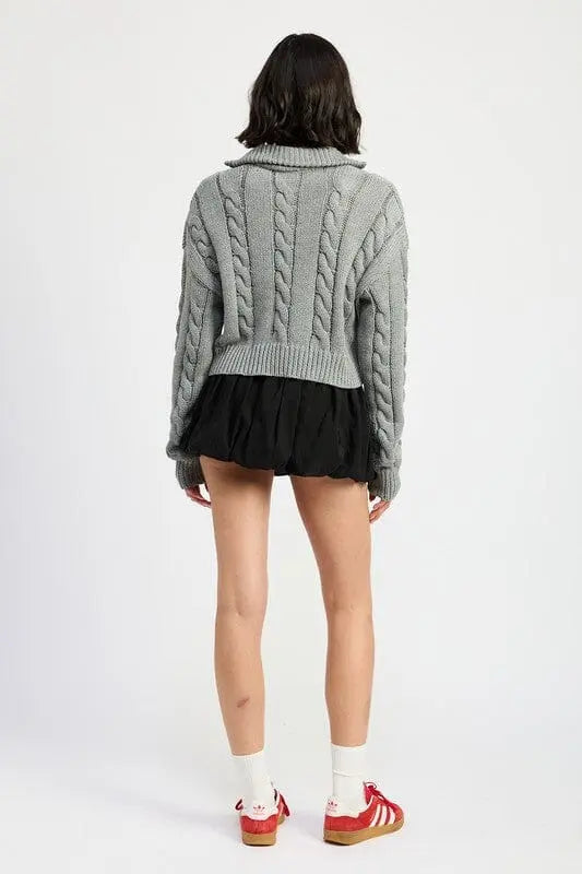 CABLE KNIT SWEATER WITH HALF ZIP Emory Park