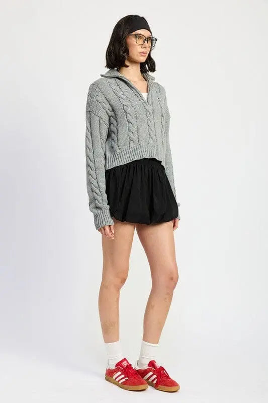 CABLE KNIT SWEATER WITH HALF ZIP Emory Park