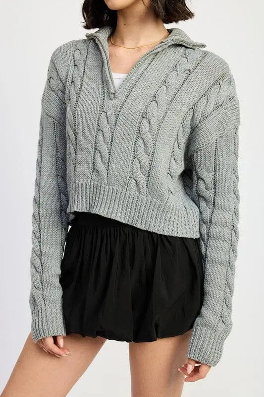 CABLE KNIT SWEATER WITH HALF ZIP Emory Park