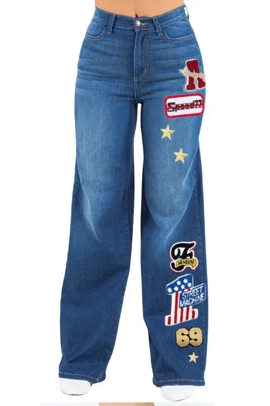 Camila Varsity Wide Leg Jean GJG Denim Medium Wash 3